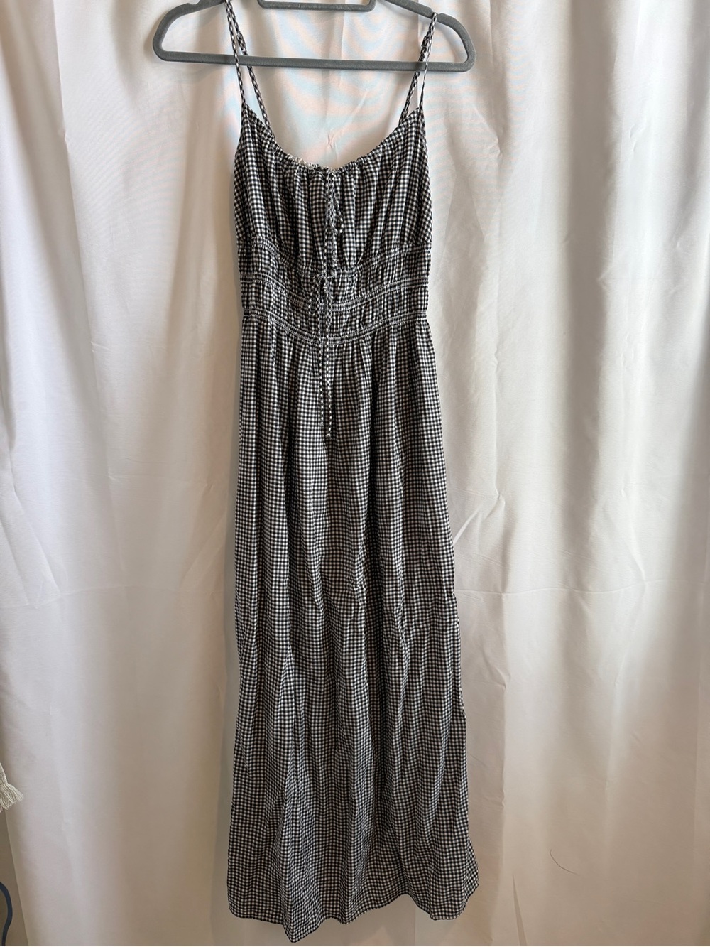 Abercrombie & Fitch Black and White Gingham Smocked Maxi Dress - Picture 4 of 6